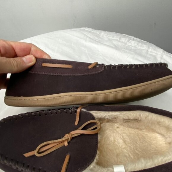 J.Crew Men's Faux Shearling Moccasins Size 9M H1299 Dark Brown - Picture 7 of 8